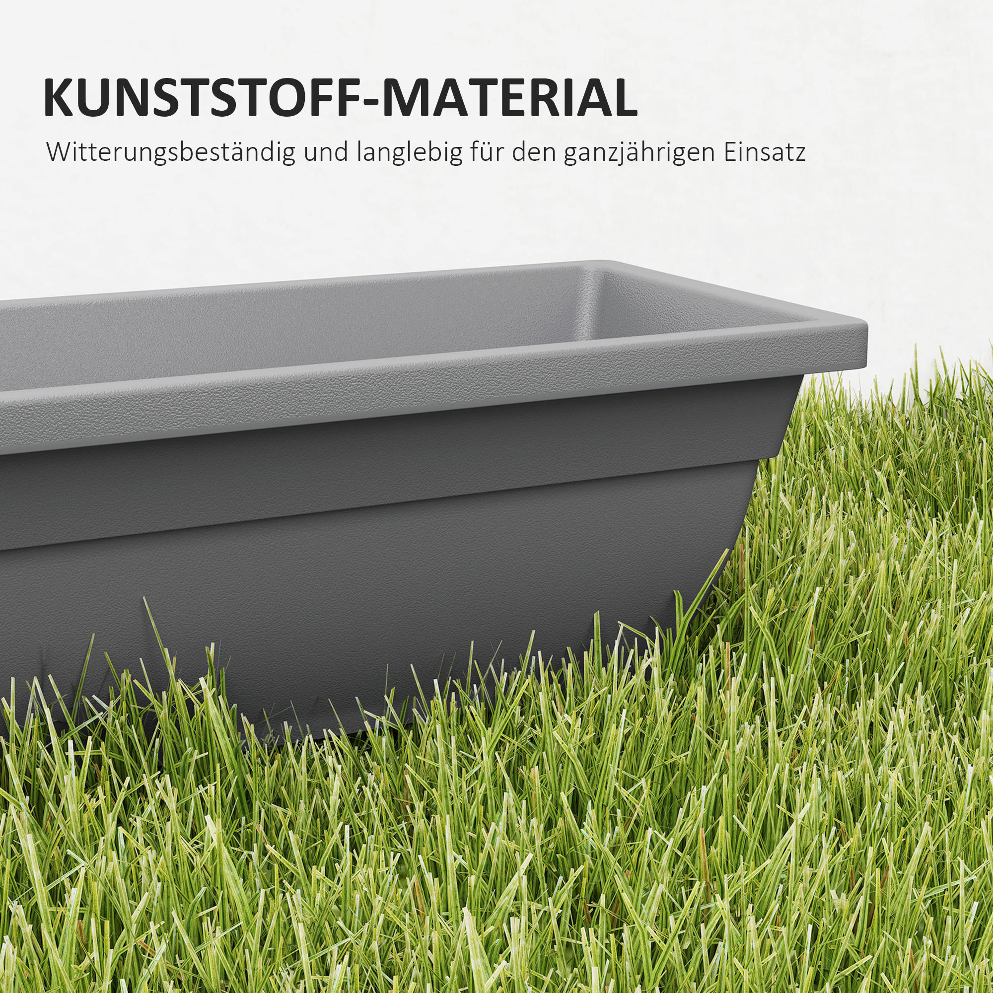 Outsunny Pflanztopf 5er Set grau Kunststoff B/H/L: ca. 21x16x59 cm Pflanztöpfe 5er Set - grau (59,00/21,00/16,00cm) - Outsunny