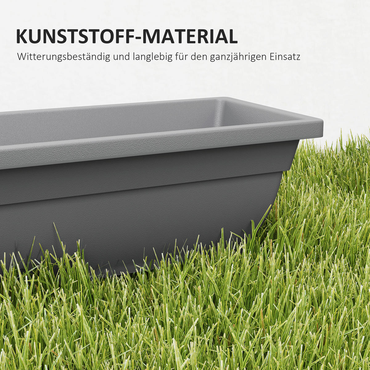 Outsunny Pflanztopf 5er Set grau Kunststoff B/H/L: ca. 21x16x59 cm Pflanztöpfe 5er Set - grau (59,00/21,00/16,00cm) - Outsunny