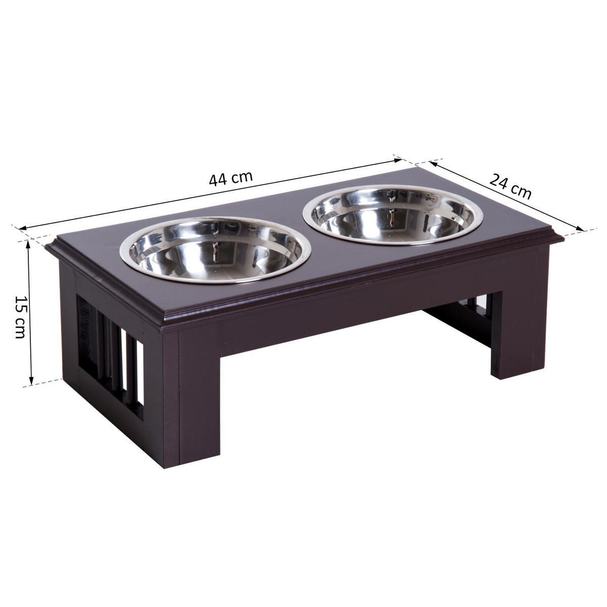 PawHut Futternapferhöhung dunkelbraun MDF B/H/T: ca. 44x15x24 cm Futternapferhöhung - dunkelbraun (44,00/15,00/24,00cm) - PawHut