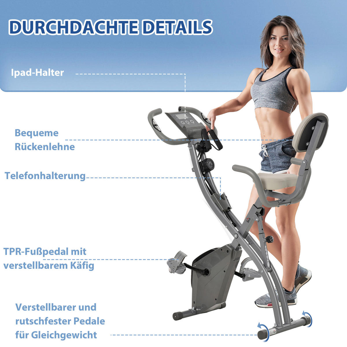HOMCOM Fahrradtrainer grau Kunststoff B/H/L: ca. 51x115x97 cm Fahrradtrainer - grau (97,00/51,00/115,00cm) - HOMCOM
