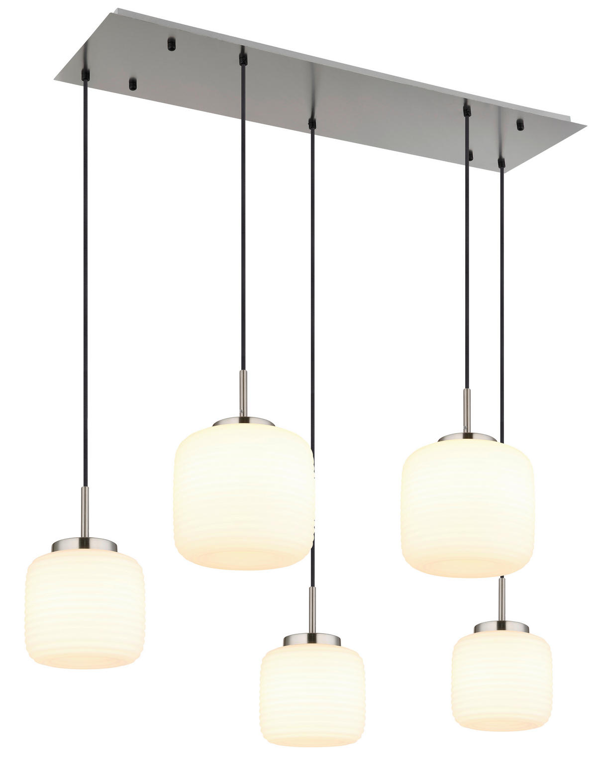 GLOBO Pendelleuchte schwarz nickel matt Opal Glas Metall B/H: ca. 106x130 cm 5.0 Brennstellen Kaldora - nickel matt/schwarz (106,00/130,00cm) - GLOBO
