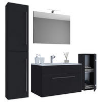 Waschplatz 5tlg-Badinos schwarz B/H/T: ca. 80x50x46 cm 5tlg-Badinos - schwarz (80,00/50,00/46,00cm) - VCM Möbel