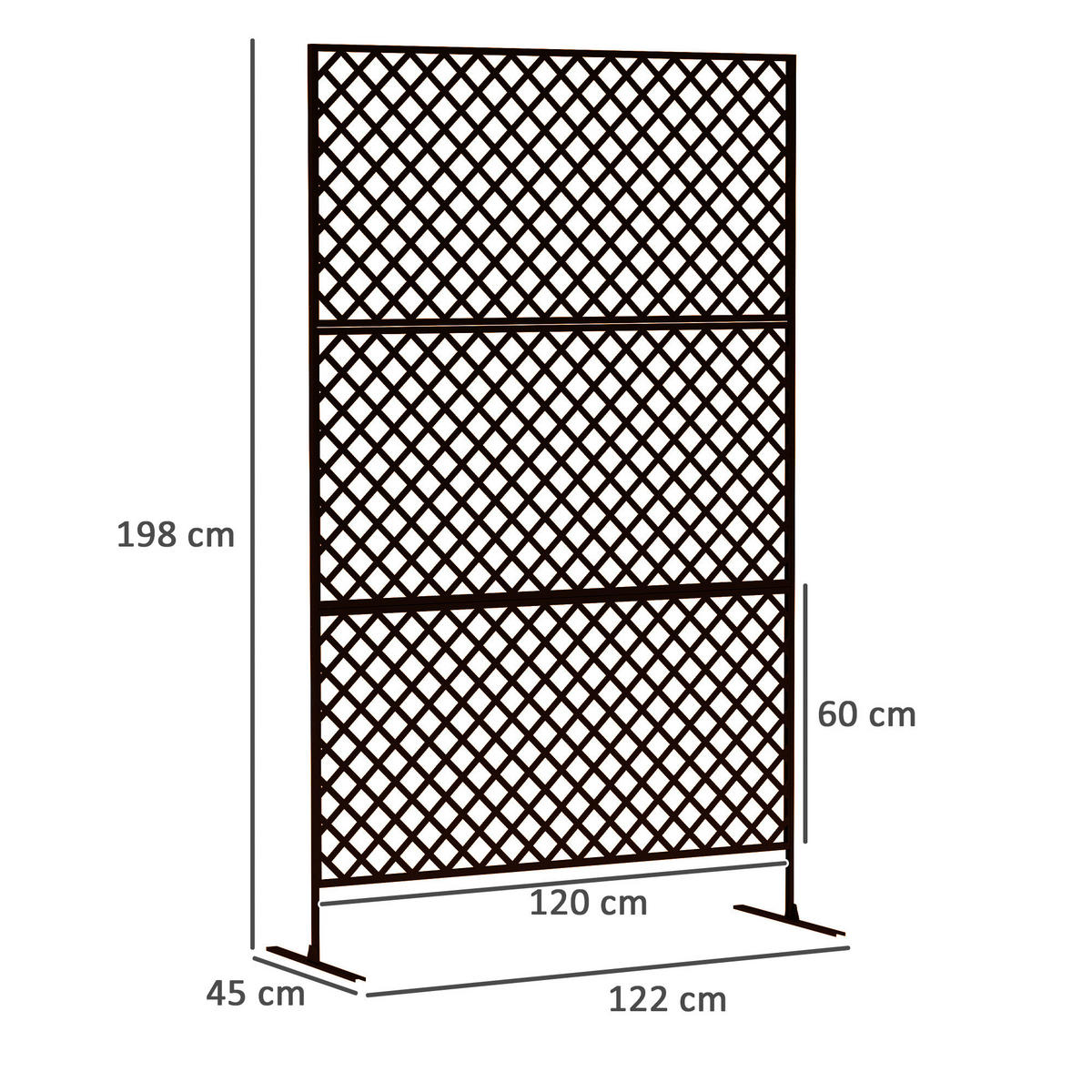 Outsunny Raumteiler schwarz Stahl B/H/L: ca. 45x198x122 cm Raumteiler - schwarz (122,00/45,00/198,00cm) - Outsunny