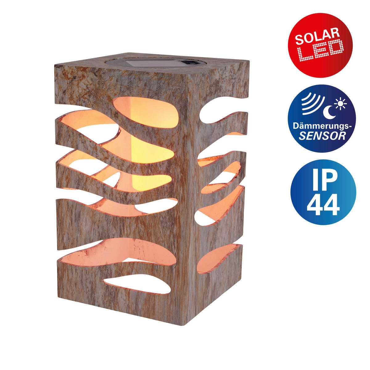 LED-Solarleuchte silber Kunststoff B/H/T: ca. 12,3x20x12,3 cm HILDA - silber (12,30/20,00/12,30cm) - Näve Leuchten