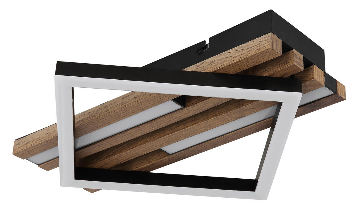 GLOBO LED-Deckenleuchte OBRIEN 67344D mattschwarz Opal Metall MDF Kunststoff B/H/L: ca. 33x7,5x31 cm 1 Brennstellen OBRIEN - Opal/mattschwarz (31,00/33,00/7,50cm) - GLOBO