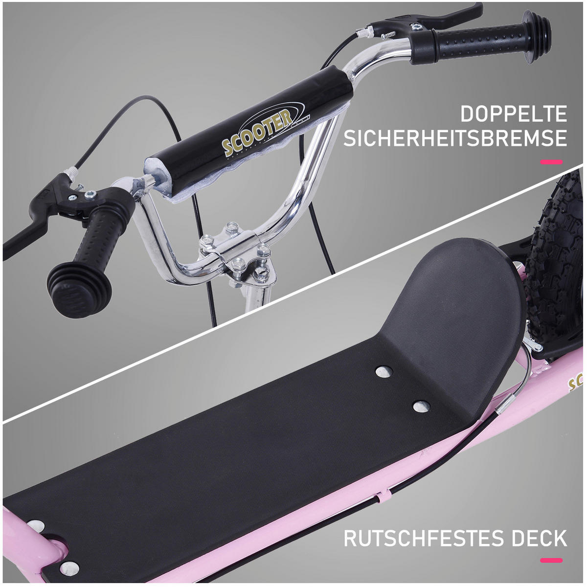 HOMCOM Kinderroller rosa Kinderroller - rosa (143,00/58,00/100,00cm) - HOMCOM