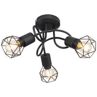 GLOBO Deckenleuchte Xara 54802W-2 schwarz Metall H/D: ca. 20x36 cm E14 3 Brennstellen Spotschiene_3flg.Xara - schwarz (36,00/20,00cm) - GLOBO