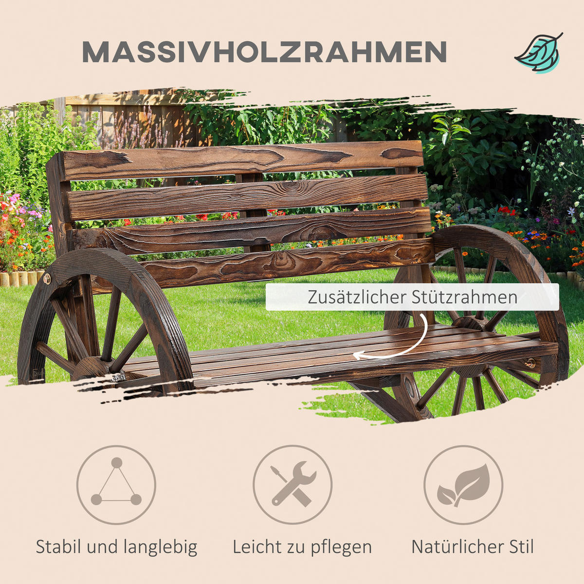 Outsunny Gartenbank Gartenbank - grau (105,50/56,00/79,00cm) - Outsunny