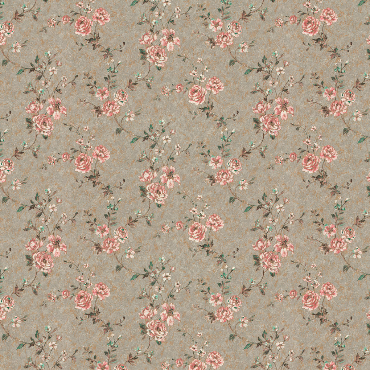 Rasch Vliestapete Blumen grau rosa gold B/L: ca. 53x1005 cm Vliestapete_509052 - gold/rosa (53,00/1005,00cm) - Rasch