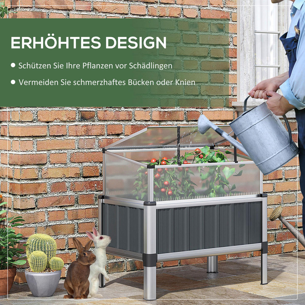 Outsunny Hochbeet Aluminium B/H/L: ca. 50x74x80 cm Hochbeet - (80,00/50,00/74,00cm) - Outsunny