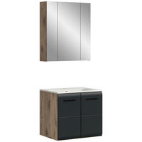 Badezimmer-Set Ice Nox Oak Nachbildung schwarz matt B/H/T: ca. 60x185x46 cm Ice - schwarz (60,00/185,00/46,00cm) - xonox.home