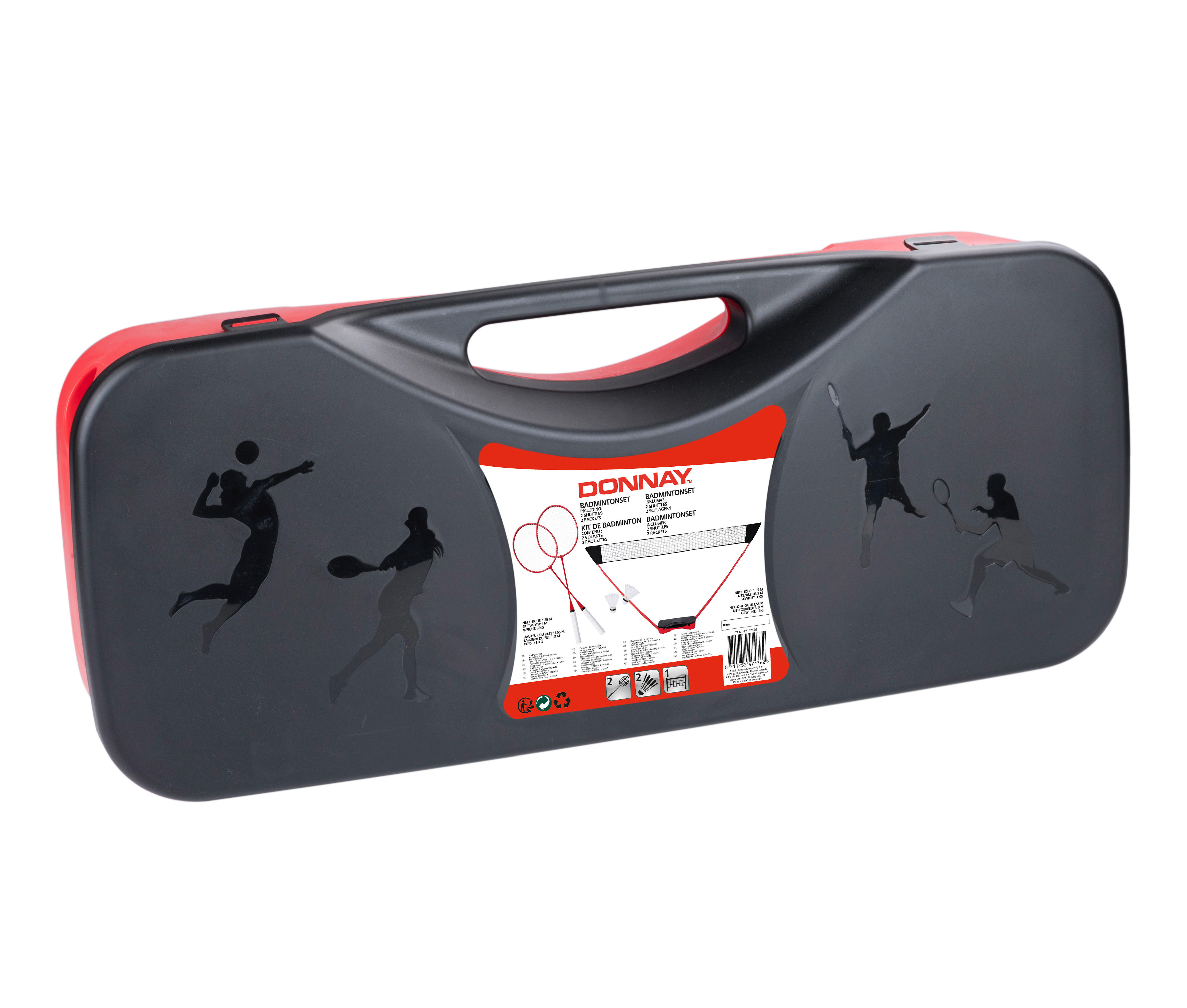 DONNAY Badmintonset rot B/H/L: ca. 12,5x29x68 cm Badmintonset - rot/schwarz (68,00/12,50/29,00cm) - DONNAY