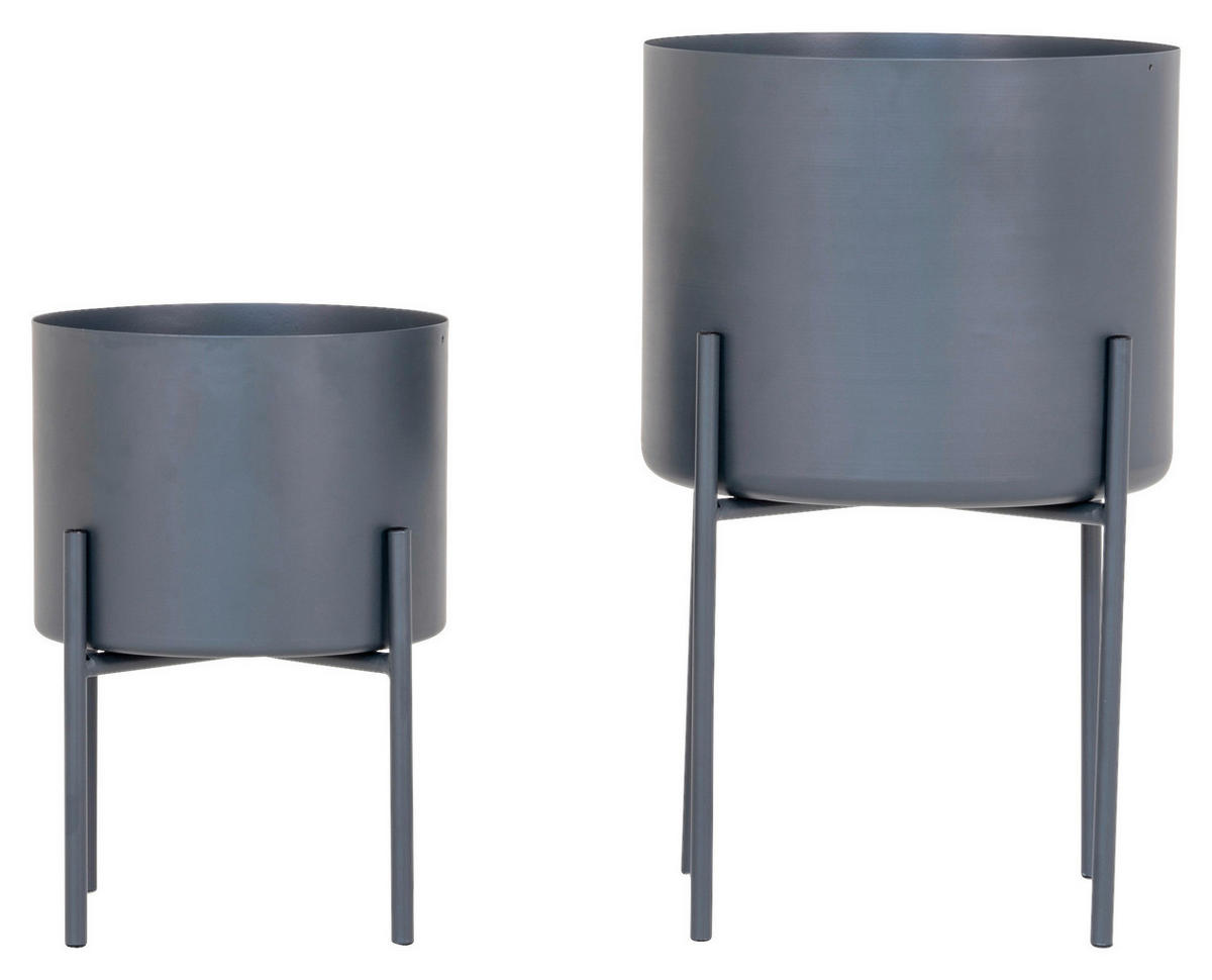 Housenordic Blumentopf 2erSet Pavia grau Stahl Pavia - grau - Housenordic