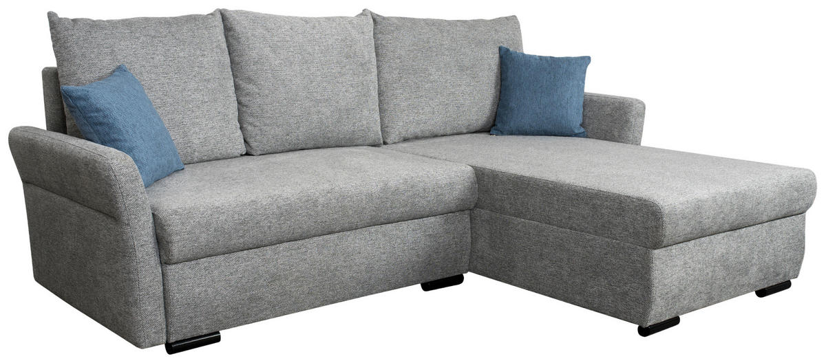 Ecksofa Marseille II grau Webstoff B/H/T: ca. 218x90x168 cm Marseille II - schwarz/grau (218,00/90,00/168,00cm)