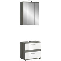 Badezimmer-Set BLAKE Rauchsilber Nachbildung weiß Hochglanz B/H/T: ca. 60x191x34 cm BLAKE - weiß (60,00/191,00/34,00cm) - xonox.home