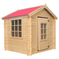 Timbela Kinderspielhaus M570R rot B/H/L: ca. 114x121x111 cm M570R - natur/rot (111,00/114,00/121,00cm) - Timbela