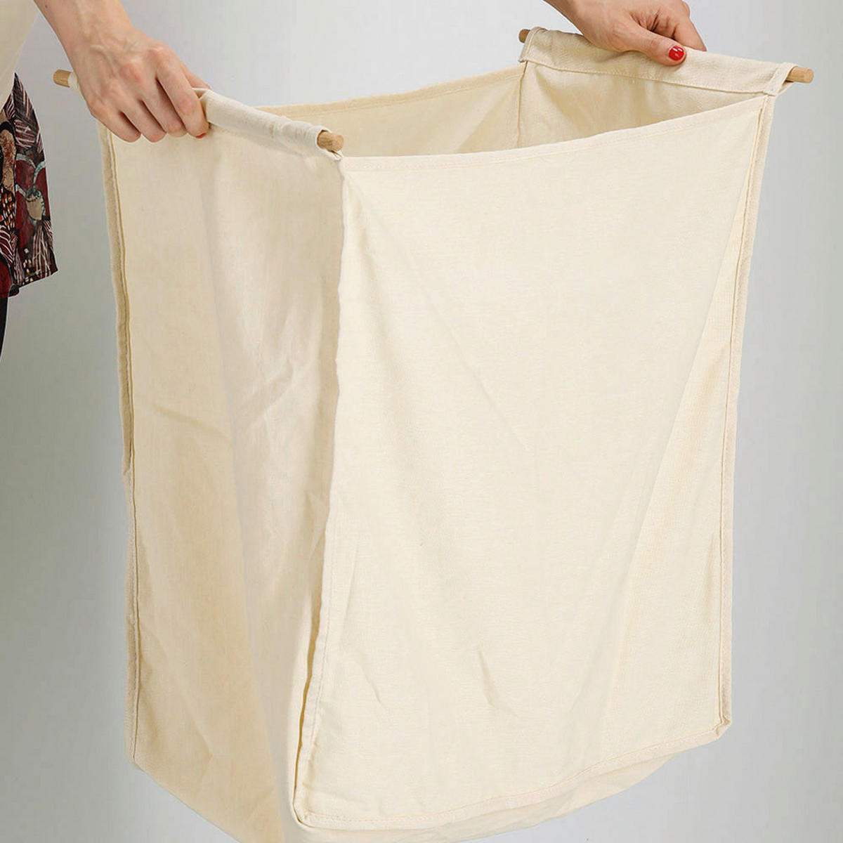 Zeller Wäschesammler natur Baumwolle B/H/L: ca. 33x61x535 cm Wäschesammler - weiß/natur (535,00/33,00/61,00cm) - Zeller