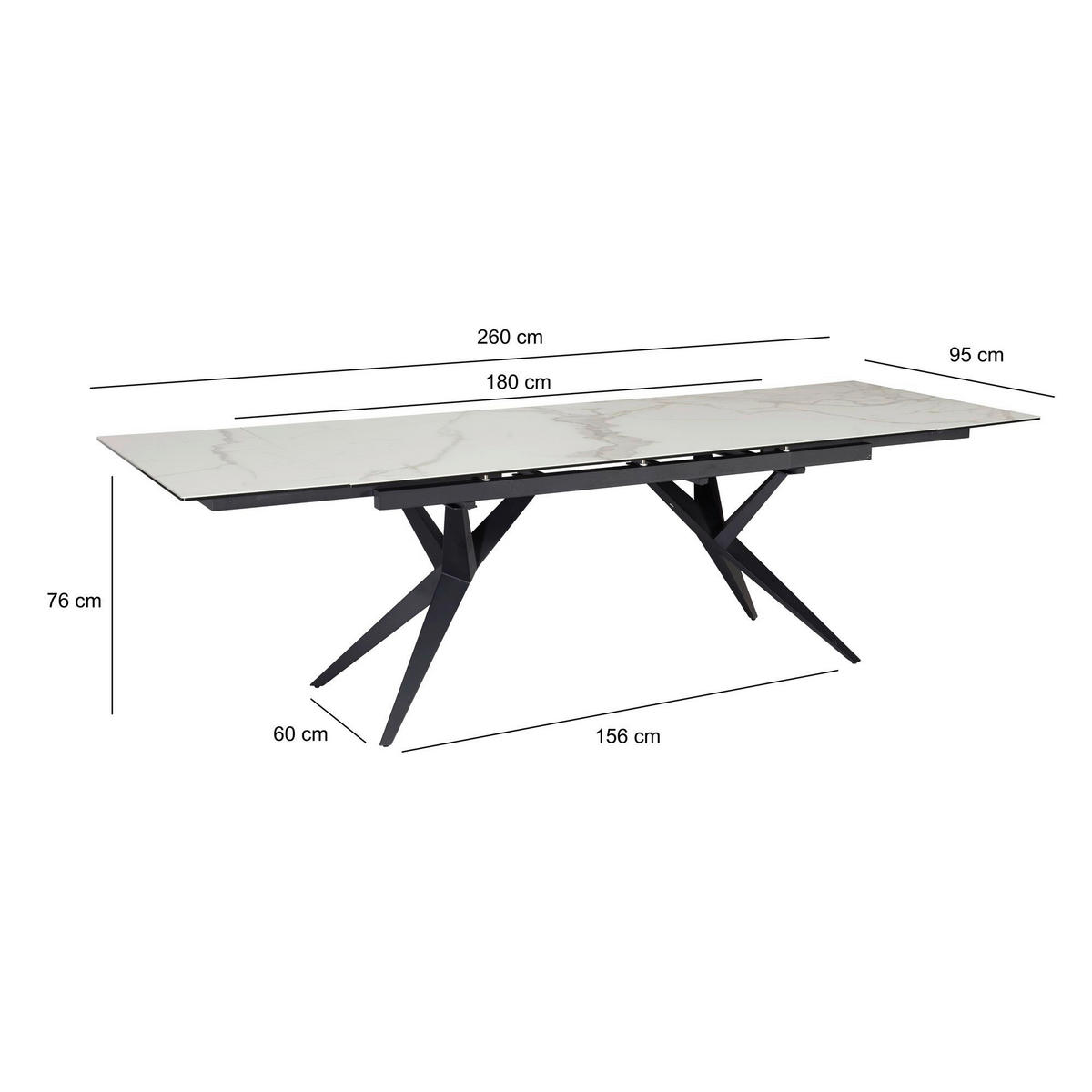 Esstisch weiß Marmor Optik B/H/T: ca. 180x76x95 cm Esszimmertisch - weiß (180,00/76,00/95,00cm) - Wohnling