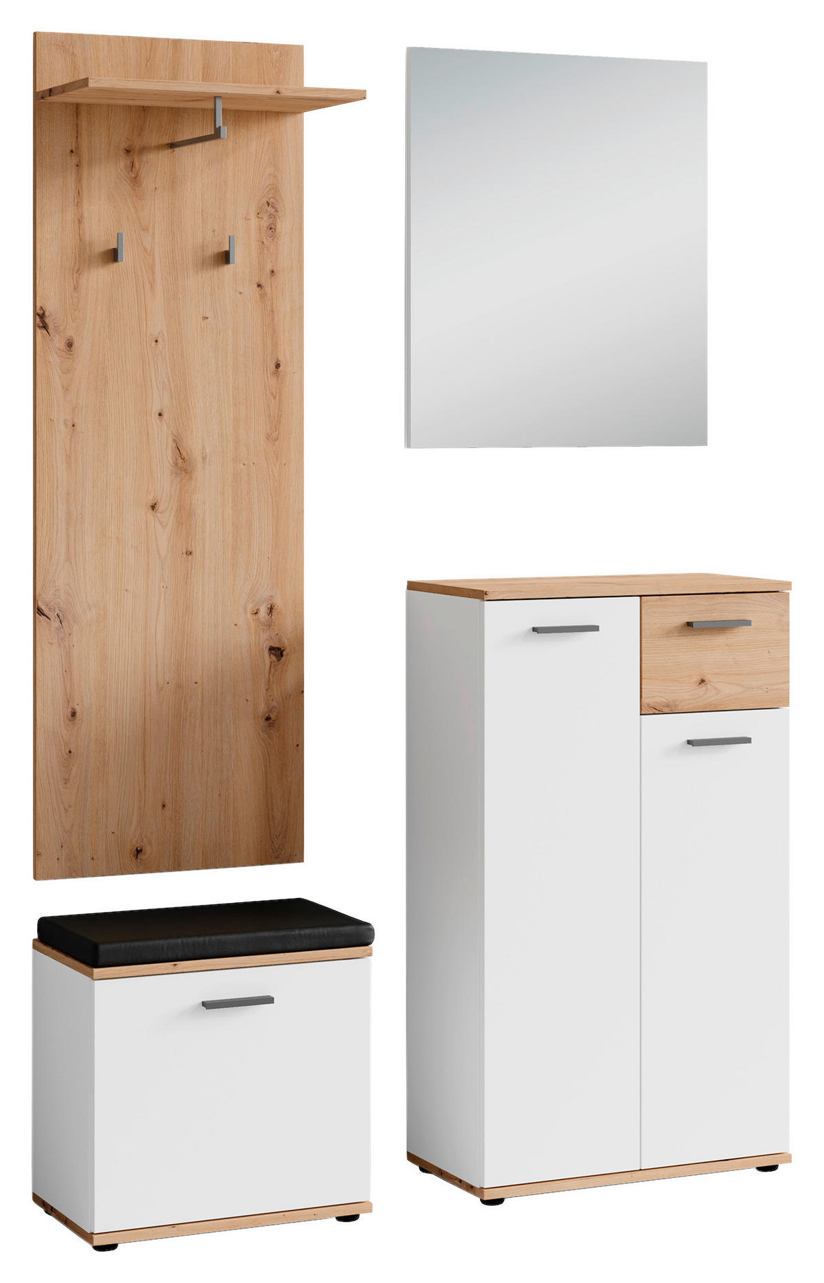Garderobenset JAKOB Set 4-tlg. weiß Eiche JAKOB Set 4-tlg. - Eiche/weiß - byLIVING