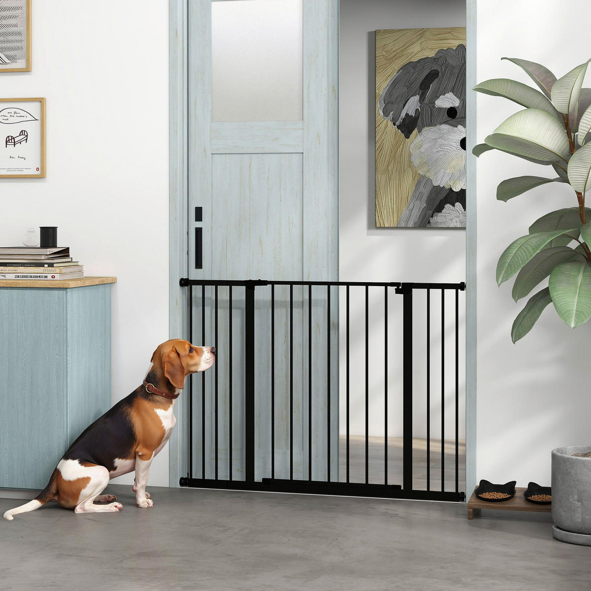PawHut Türschutzgitter schwarz Kunststoff B/H/L: ca. 2x76x107 cm Türschutzgitter - schwarz (107,00/2,00/76,00cm) - PawHut