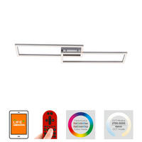 Just Light Smarte Deckenleuchte 16430-55 stahlfarbig weiß Metall Kunststoff B/H/L: ca. 26x8,5x110 cm LED-Deckenleuchte_Maxi - weiß/stahlfarbig (110,00/26,00/8,50cm) - Just Light