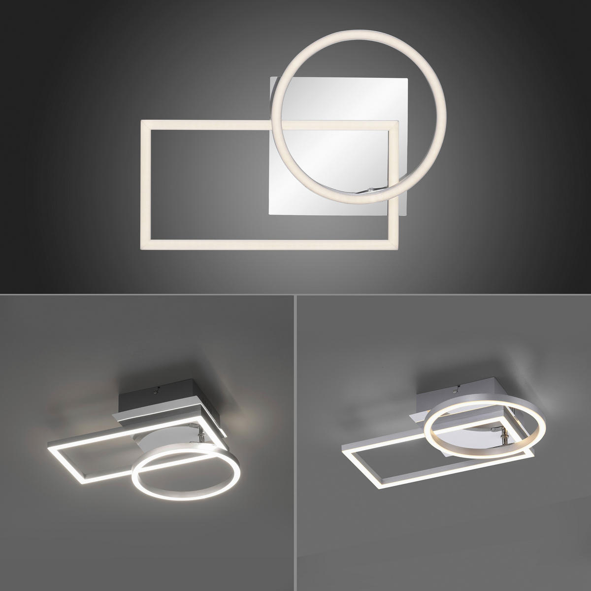 Just Light Deckenleuchte 14031-55 Iven stahlfarbig Kunststoff Eisen Aluminium B/H/L: ca. 26x8x27 cm Iven - stahlfarbig (27,00/26,00/8,00cm) - Just Light
