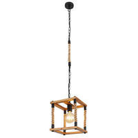 GLOBO Pendelleuchte schwarz braun Hanfseil Metall B/H/T: ca. 25x120x25 cm E27 1 Brennstellen VERNON - braun/schwarz (25,00/120,00/25,00cm) - GLOBO