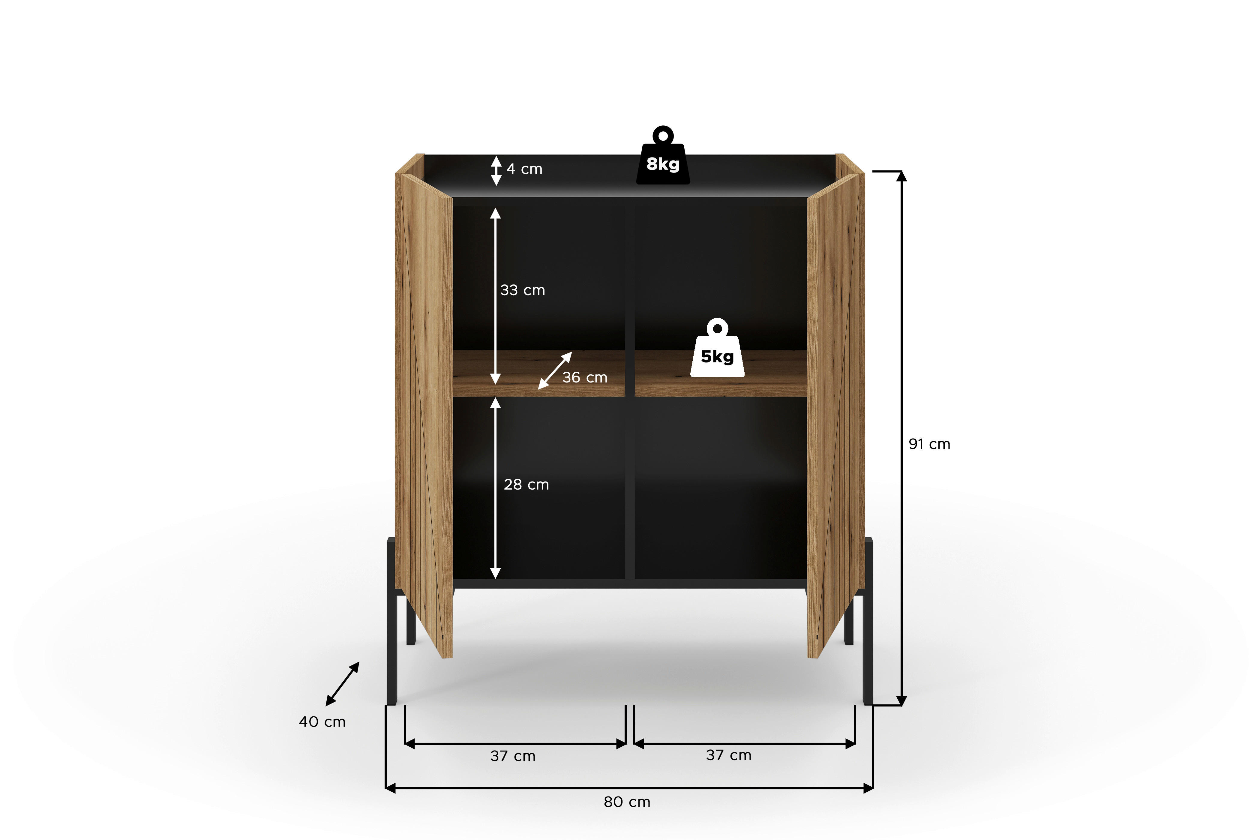 Kommode Neo Evoke Oak Nachbildung schwarz B/H/T: ca. 80x91x40 cm Neo - schwarz (80,00/91,00/40,00cm) - xonox.home