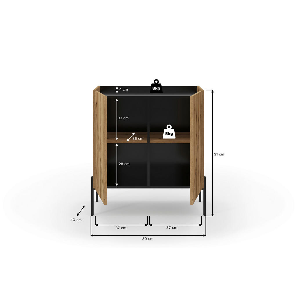 Thumbnail - Kommode Neo Evoke Oak Nachbildung schwarz B/H/T: ca. 80x91x40 cm