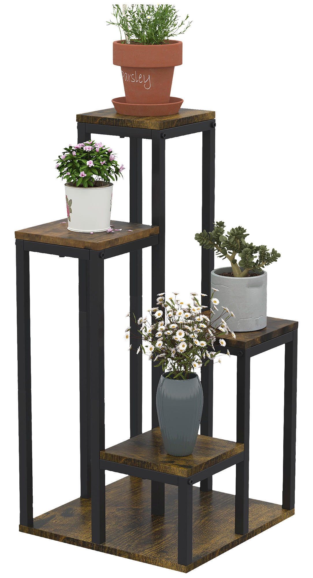 Outsunny Blumenständer braun MDF B/H/L: ca. 40x81x40 cm Blumenständer - braun (40,00/40,00/81,00cm) - Outsunny