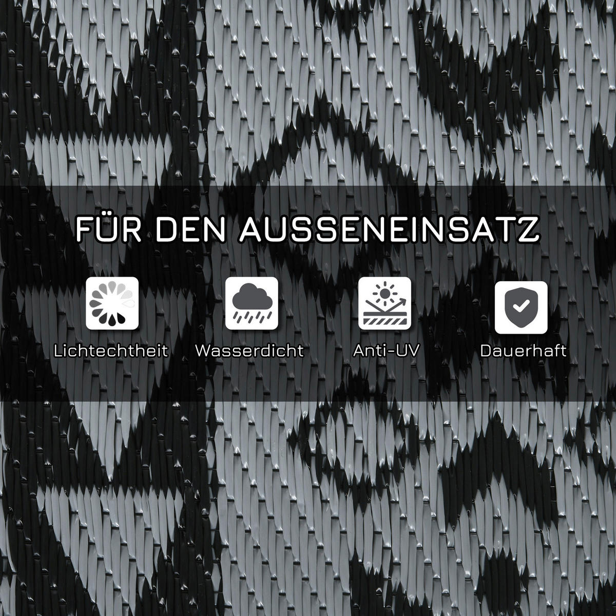 Outsunny Outdoor-Teppich grau B/H/L: ca. 274x182x0,3 cm Outdoor-Teppich - schwarz/grau (0,30/274,00/182,00cm) - Outsunny
