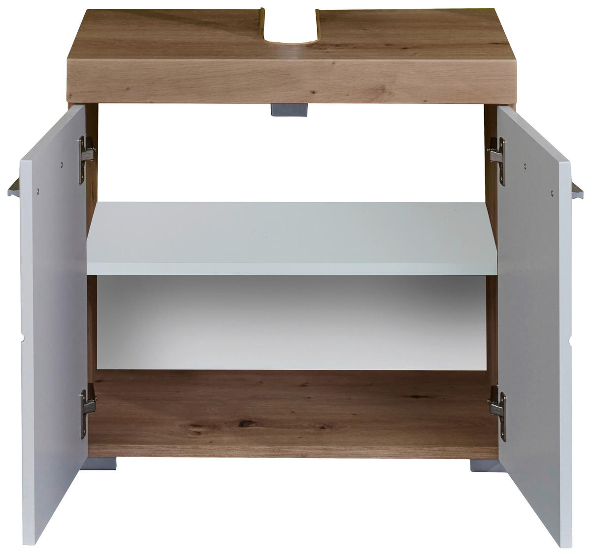 Waschbeckenunterschrank Amanda weiß Hochglanz Asteiche Nachbildung B/H/T: ca. 60x56x34 cm Amanda - weiß (60,00/56,00/34,00cm) - Trendteam