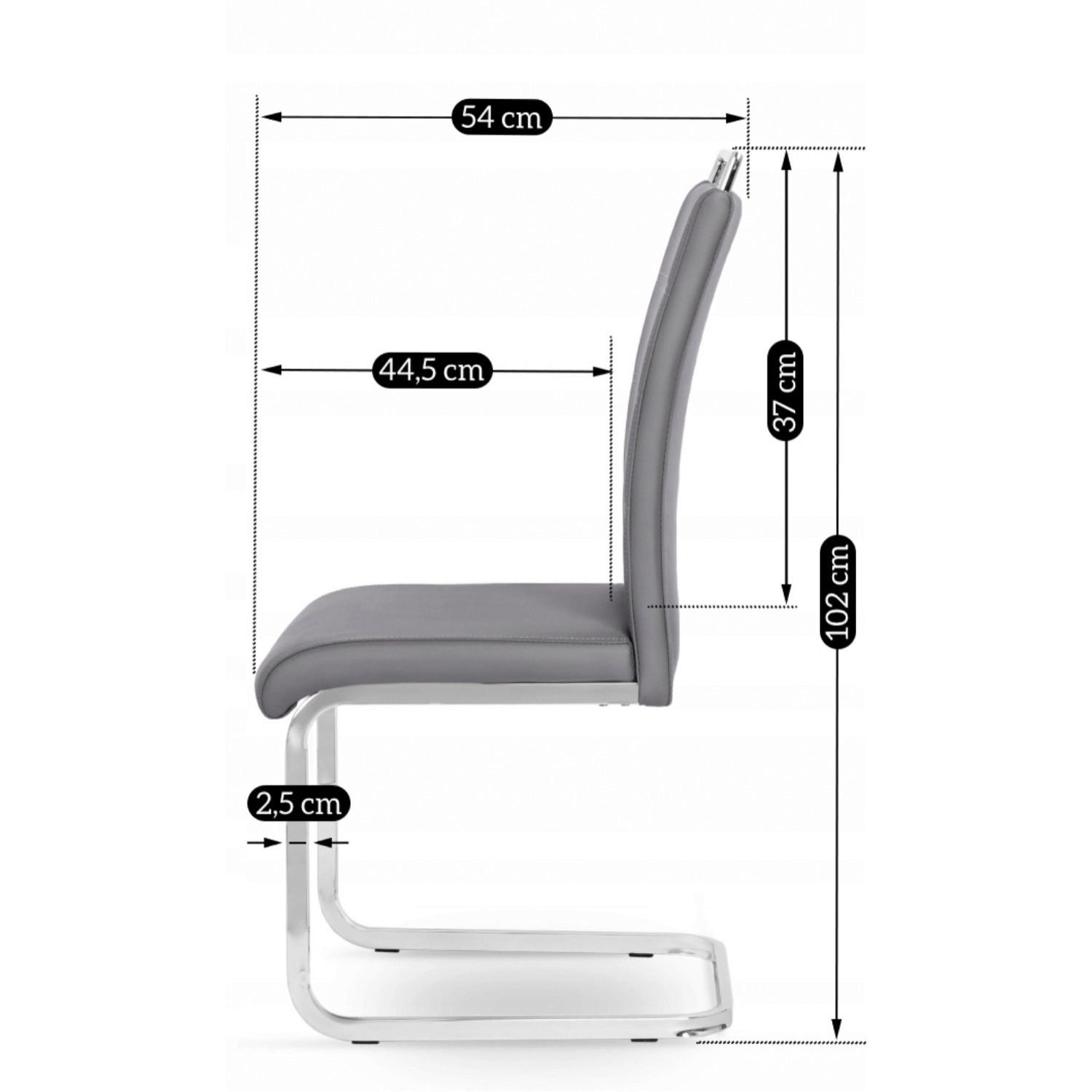 Stuhl LOCA grau Kunstleder B/H/T: ca. 43x102x54 cm LOCA - grau (43,00/102,00/54,00cm) - WIPMEB