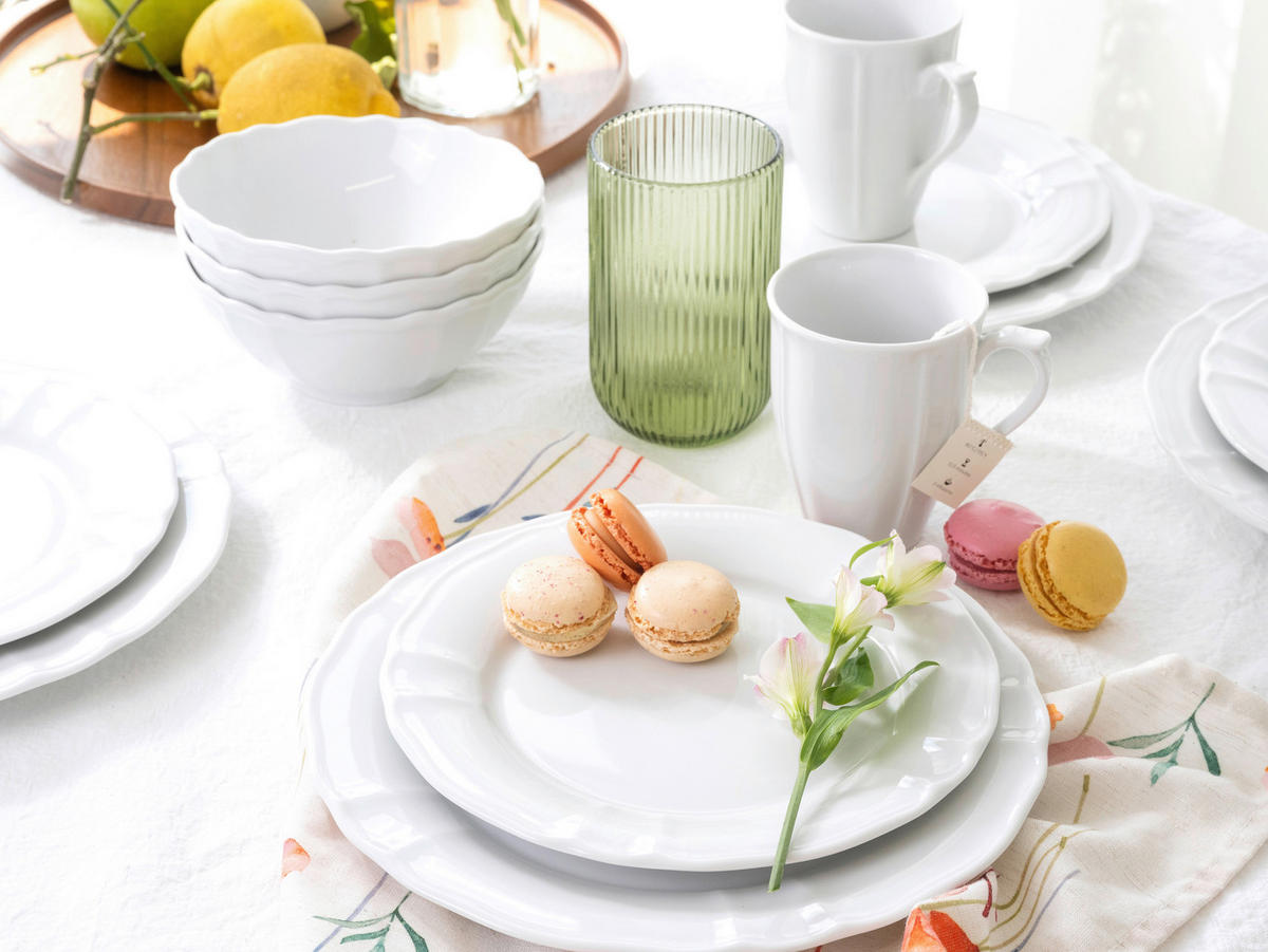 CreaTable Kombiservice Flora weiß Porzellan 16 tlg. Flora - weiß - CreaTable