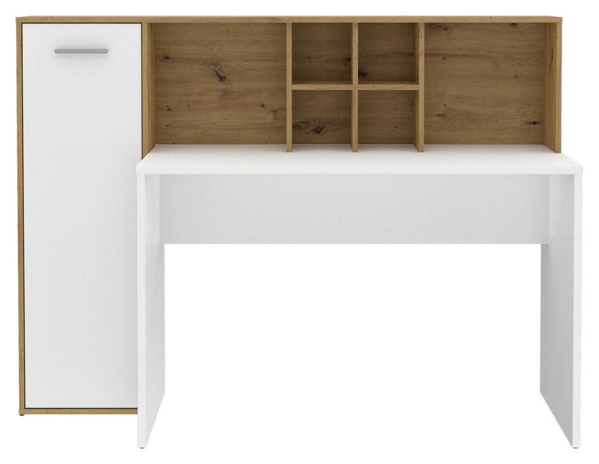 Schreibtisch  weiß Eiche Artisan Nachbildung B/H/T: ca. 158x116x66 cm Eriadu_Schreibtisch - Eiche/weiß (158,00/116,00/66,00cm)