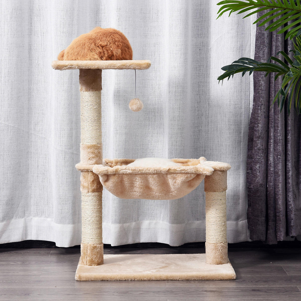 PawHut Katzenbaum beige Spanplatte B/H/L: ca. 36x70x50 cm Katzenbaum - beige (50,00/36,00/70,00cm) - PawHut