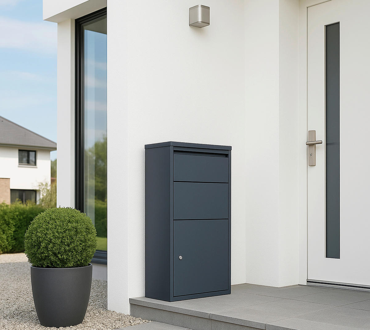 Westmann Briefkasten mit Paketbox Pollux anthrazit B/H/L: ca. 22x82x44 cm Pollux - anthrazit (44,00/22,00/82,00cm) - Westmann