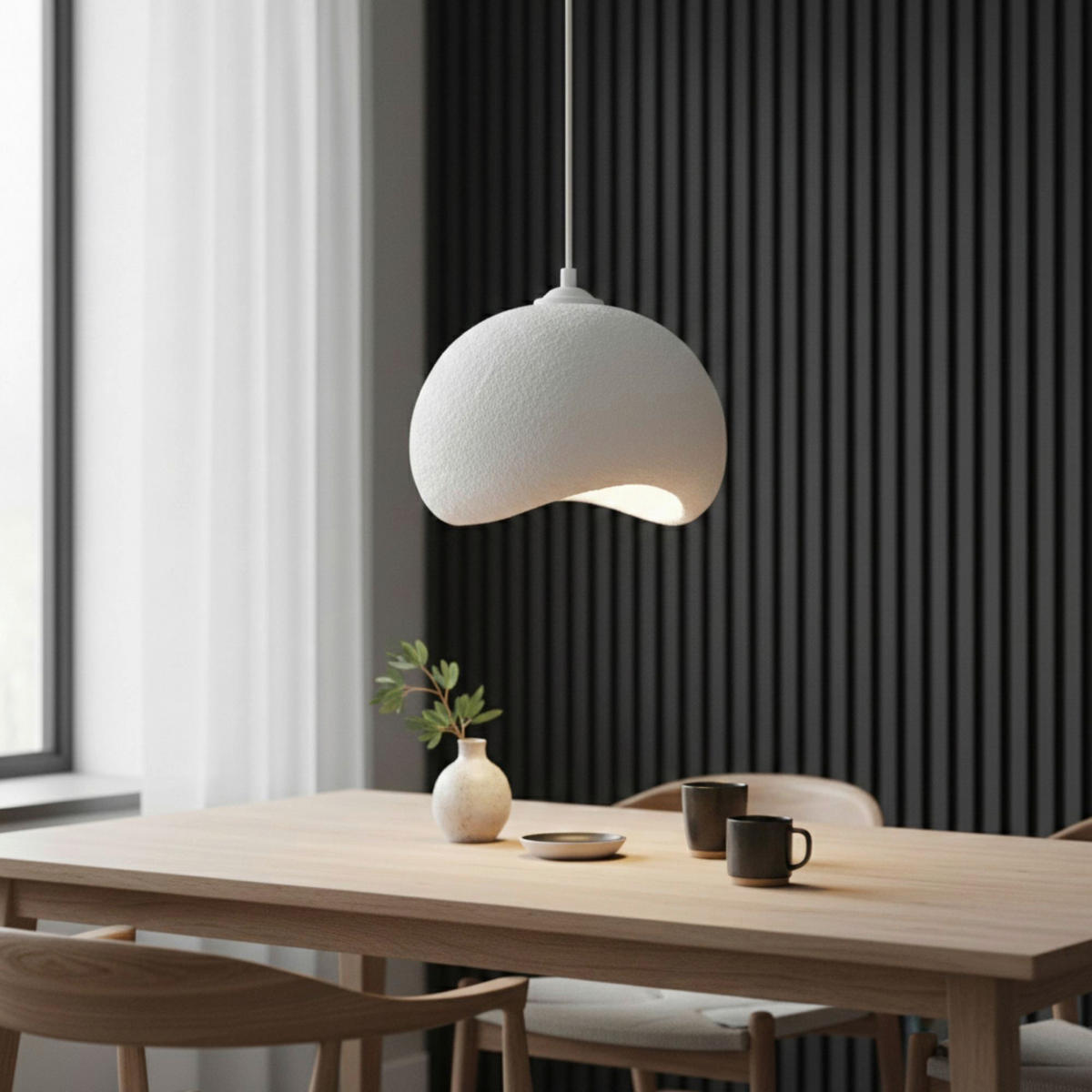 Opviq Pendelleuchte weiß Metall Polyester-Mischgewebe B/H/L: ca. 29x120x34 cm E27 1 Brennstellen Yontu - 15850 - weiß (34,00/29,00/120,00cm) - Opviq