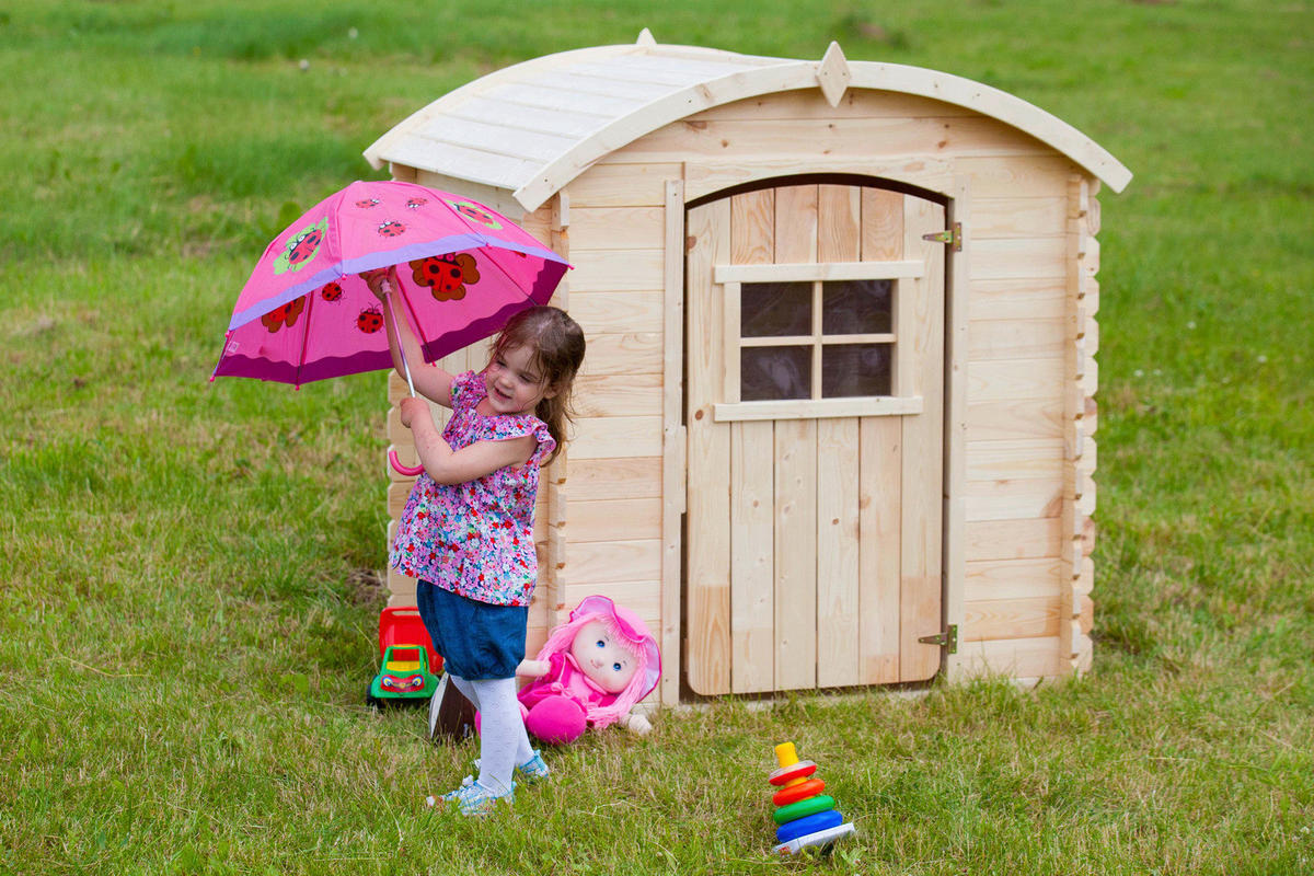 Timbela Kinderspielhaus M505 natur B/H/L: ca. 146x145x112 cm M505 - natur (112,00/146,00/145,00cm) - Timbela