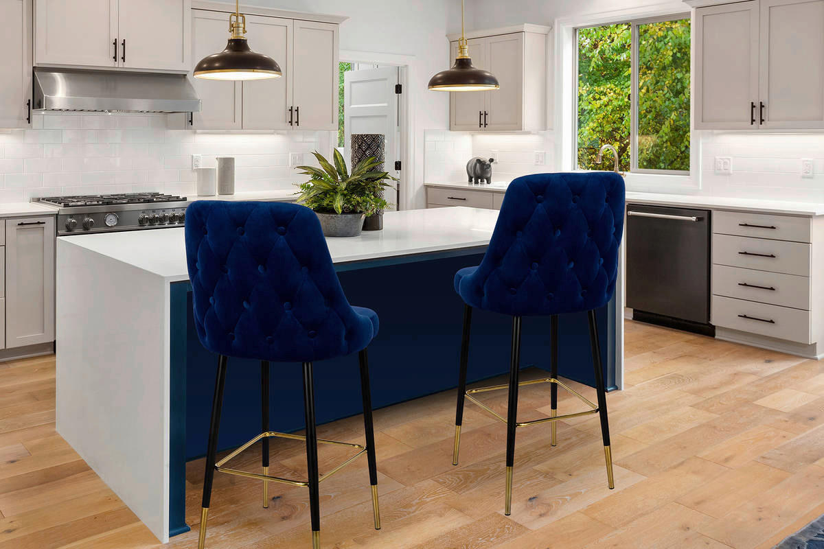 Barhocker Mojo 101 blau Microfaser B/H/T: ca. 53x110x57 cm Mojo 101 - blau/schwarz (53,00/110,00/57,00cm) - 360 Living