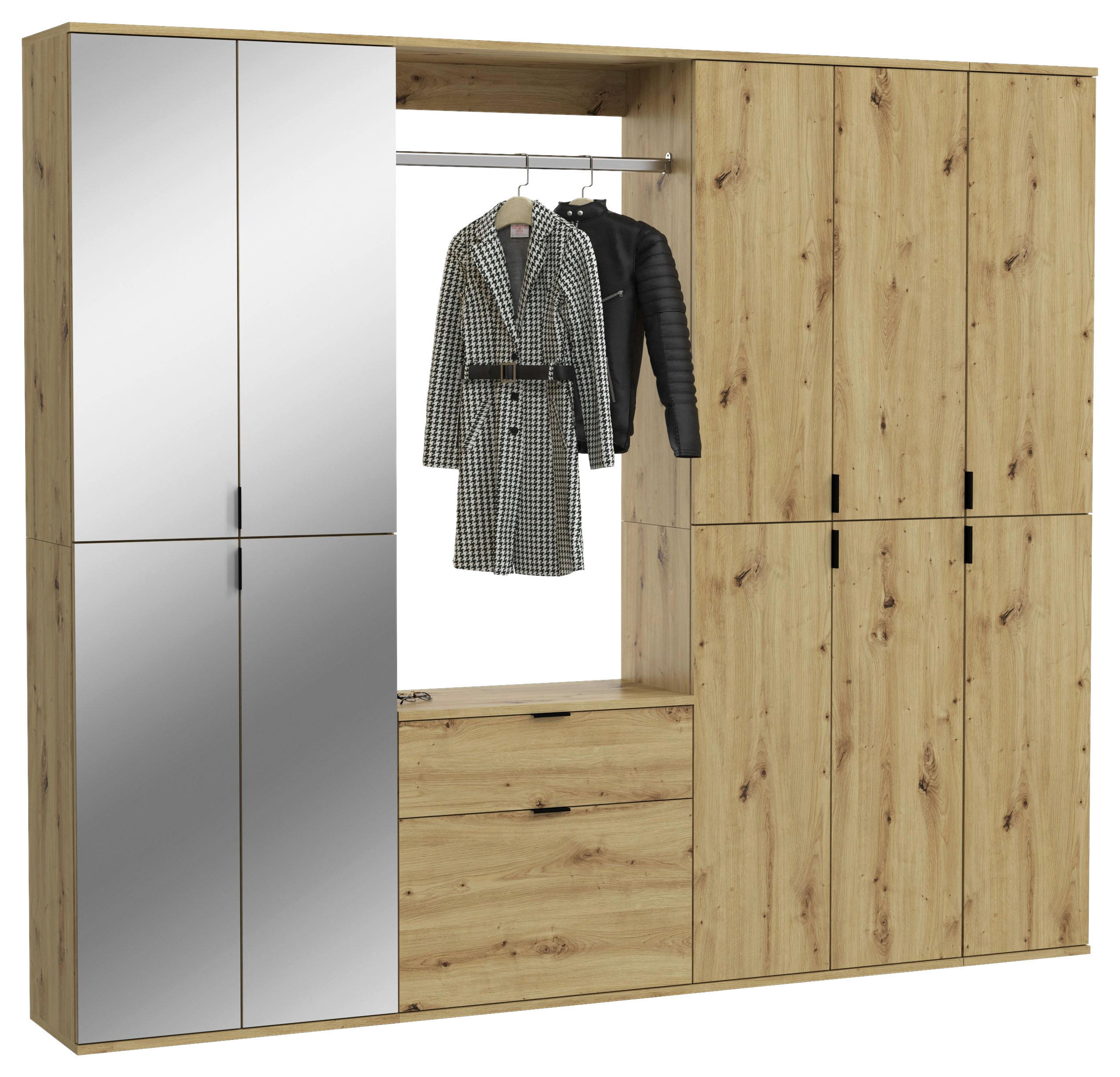 Garderobe PROJEKT Eiche Artisan Nachbildung Spiegel B/H/T: ca. 213x193x34 cm PROJEKT - Eiche (213,00/193,00/34,00cm) - xonox.home