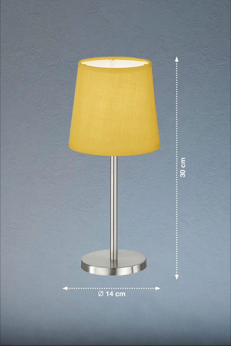 easy! by FHL Tischleuchte 850225 Eve gelb nickel matt Metall Textil H/D: ca. 30x14 cm E14 1 Brennstellen Eve - gelb/nickel matt (14,00/30,00cm) - easy! by FHL