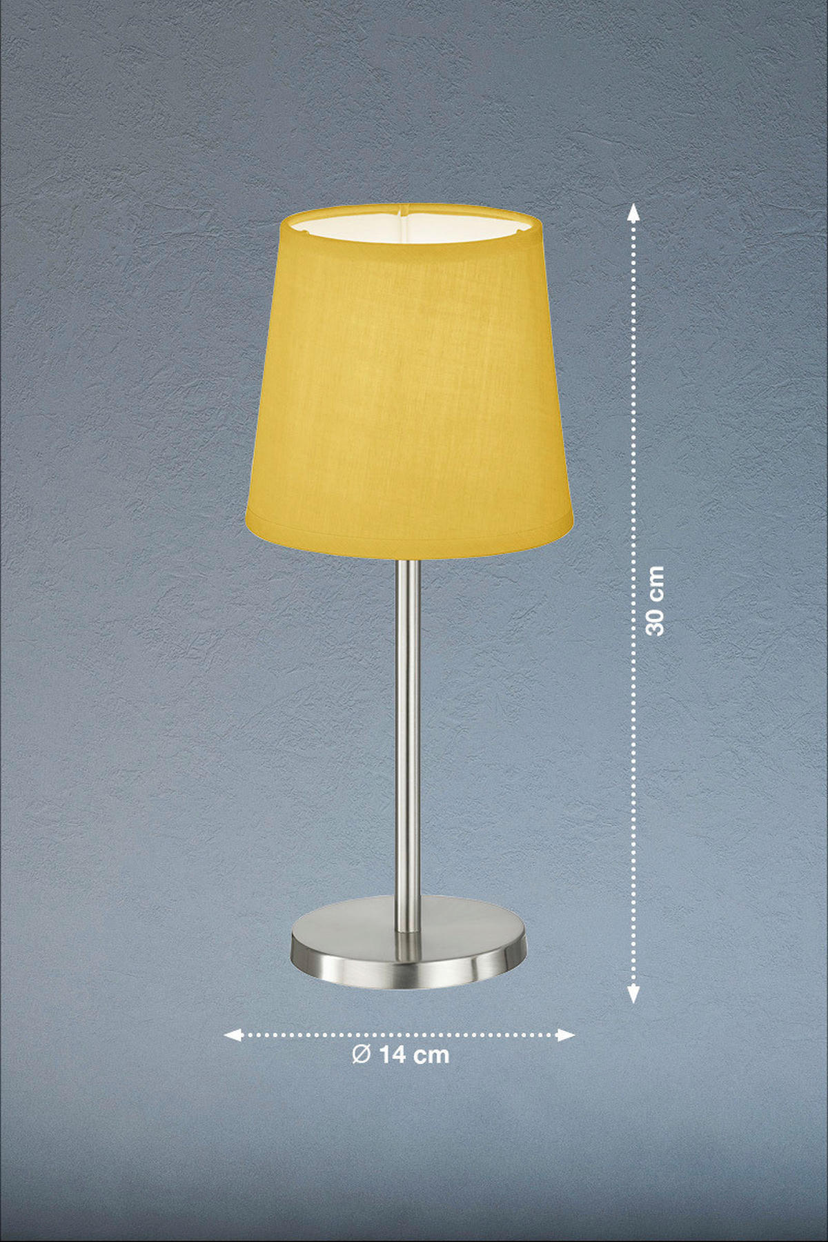 easy! by FHL Tischleuchte 850225 Eve gelb nickel matt Metall Textil H/D: ca. 30x14 cm E14 1 Brennstellen Eve - gelb/nickel matt (14,00/30,00cm) - easy! by FHL