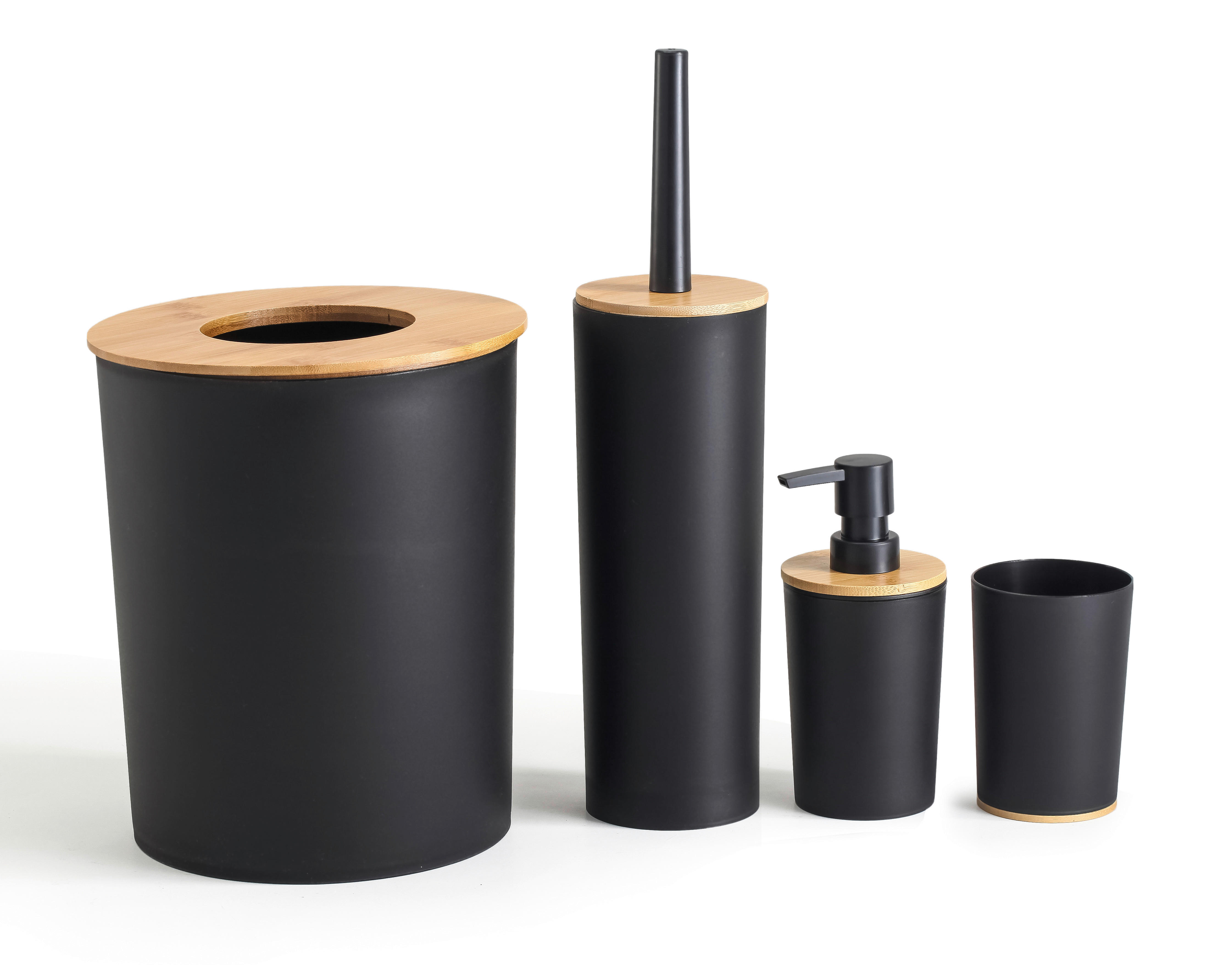 Bad-Set schwarz natur Bambus Kunststoff Badset_4tlg. schwarz,Bambus - natur/schwarz - Sensation