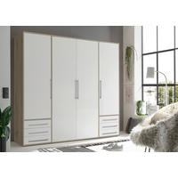 Kleiderschrank Lyss Eiche San-Remo Nachbildung weiß B/H/T: ca. 205x194x58 cm Lyss - Eiche/weiß (205,00/194,00/58,00cm)