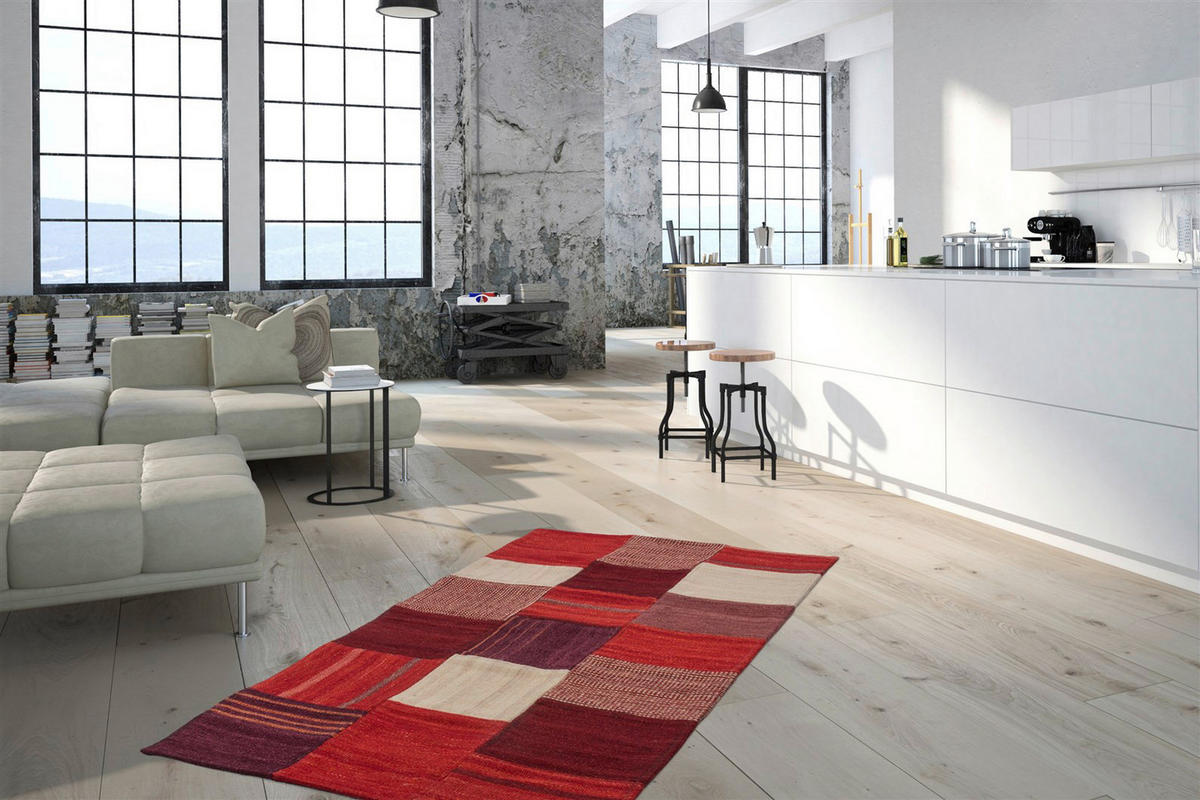 Kayoom Kurzflorteppich Radical 230 mehrfarbig B/L: ca. 160x230 cm Radical 230 - rot/mehrfarbig (160,00/230,00cm) - Kayoom