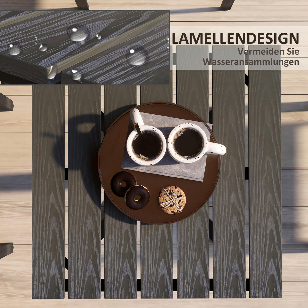 Outsunny Gartentisch grau Holz B/H/L: ca. 70x76x70 cm Gartentisch - grau (70,00/70,00/76,00cm) - Outsunny