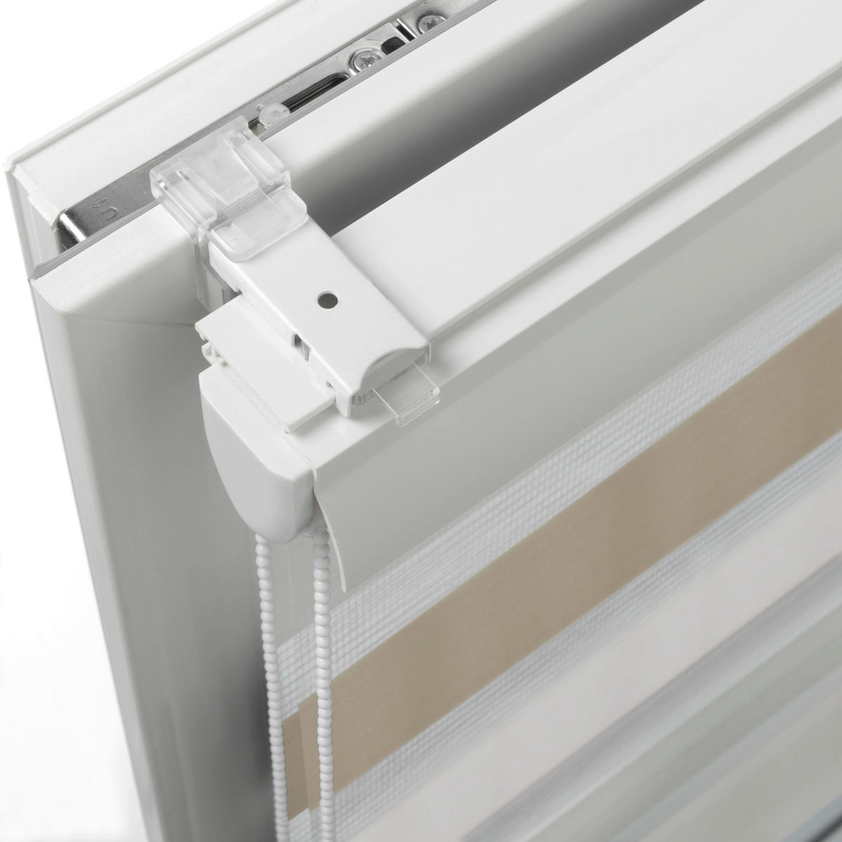 Doppelrollo mit Blende weiß B/L: ca. 45x160 cm Doppelrollo_farbig - braun/weiß (45,00/160,00cm) - Boviva