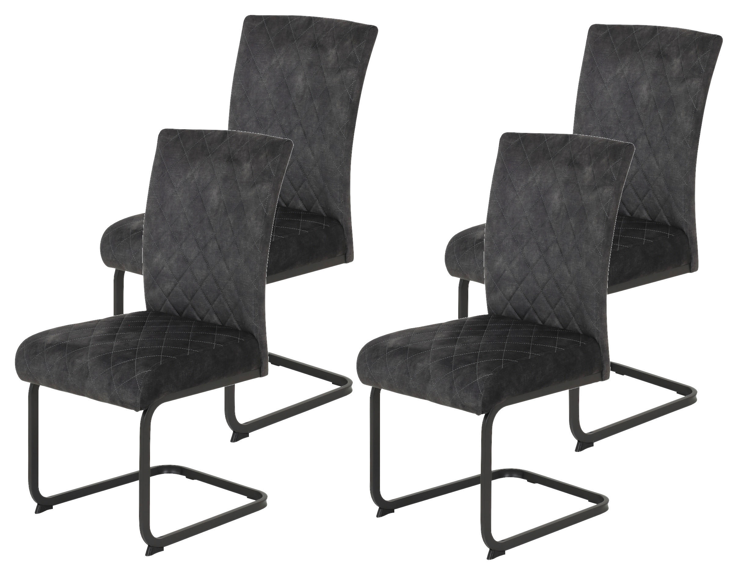 Schwingstuhl Rachel I, 4er-Set anthrazit Microfaser B/H/T: ca. 46x96x60 cm Rachel I, 4er-Set - anthrazit (46,00/96,00/60,00cm) - Hela