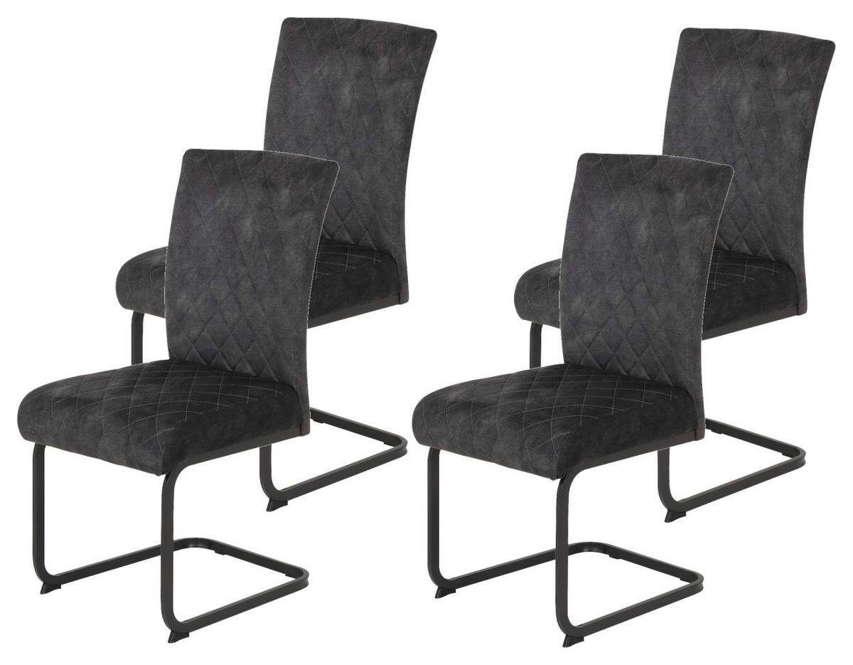 Schwingstuhl Rachel I, 4er-Set anthrazit Microfaser B/H/T: ca. 46x96x60 cm Rachel I, 4er-Set - anthrazit (46,00/96,00/60,00cm) - Hela